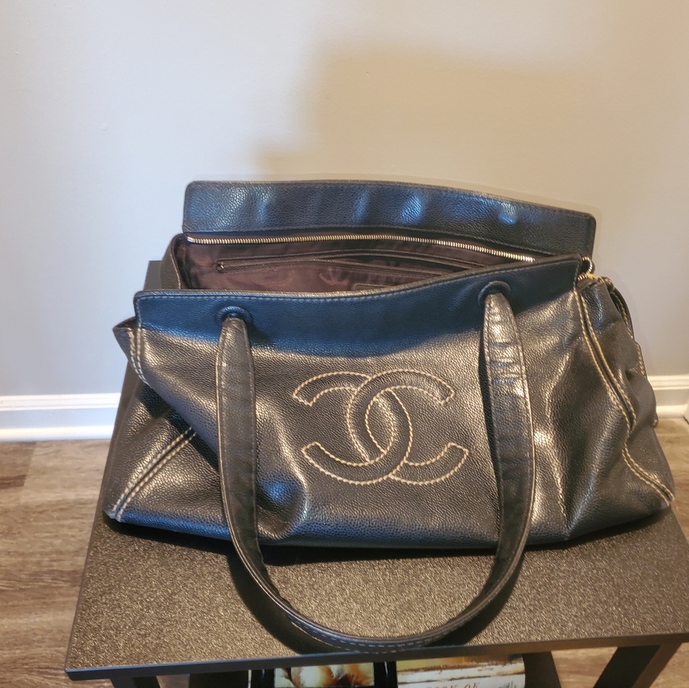 Black Leather Chanel Handbag